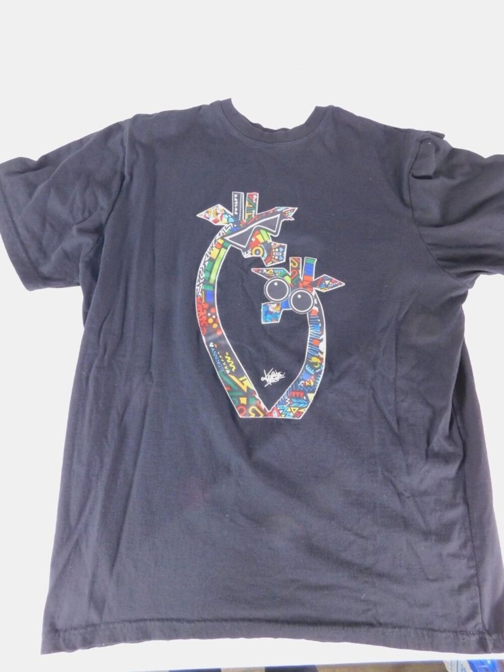KITU KALI Shirt Mens 3XL Black Colorful Giraffe Graphic Tee Tagless Jersey